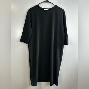 NWT 6397 Slash Sleeve Classic Black Shift Midi Dress Size Large NEW